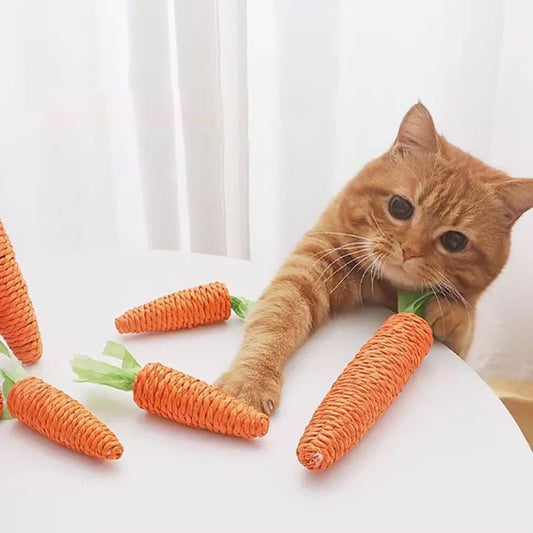 Cat Toy Sound Carrot Shape Teasing Cat Stick Unboring Molar Stick Bite