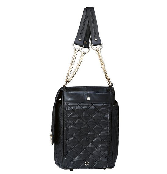 Designer Black Quilted Dog Cat Pet Carrier