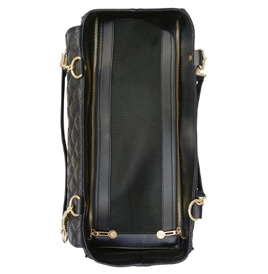 Designer Black Quilted Dog Cat Pet Carrier